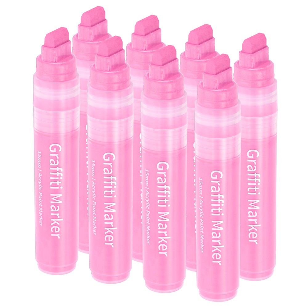 8 Pcs Graffiti Markers, 15mm Pink Poster Marker Thick Acrylic Paint Pen