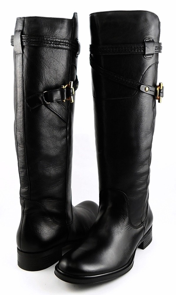 $230 TRUTH OR DARE MADONNA EDWINA 97 Black Leather Designer High Riding Boots 8