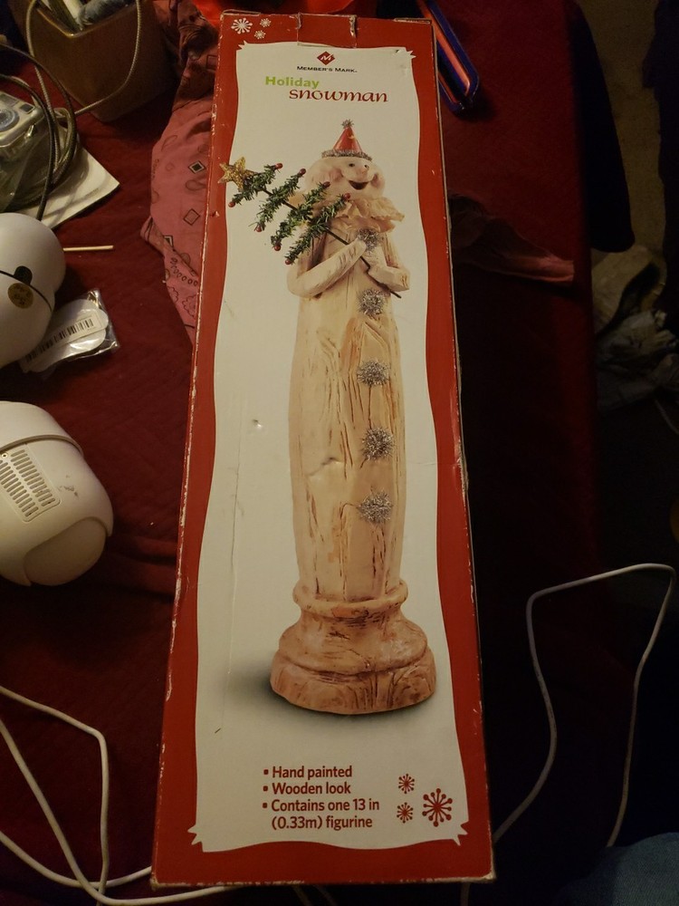 Holiday Snowman Holding Christmas Tree by Members Mark  -image