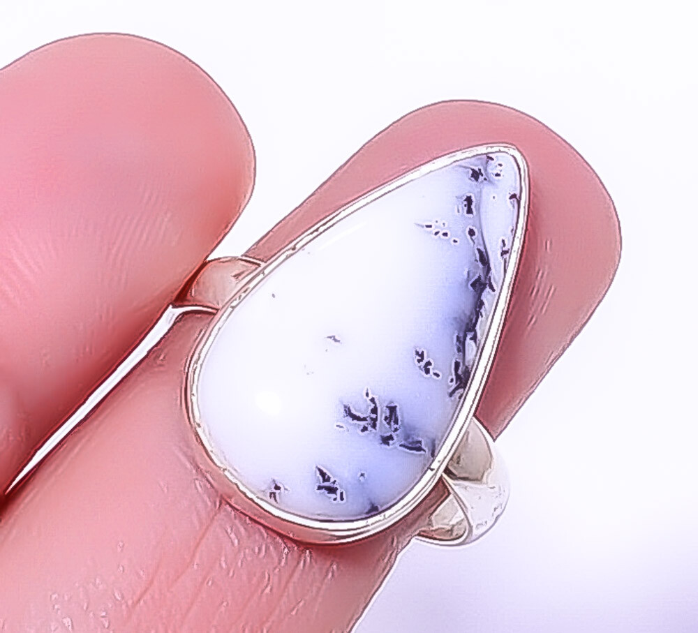 Dendritic Opal - Brazil 925 Sterling Silver Jewelry Ring s.9 R5820-44