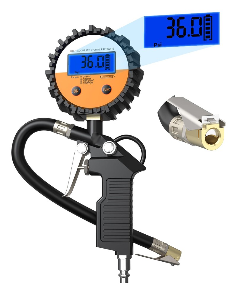 Digital Tire Pressure Gauge & Inflator - Heavy Duty with Quick Connect Air Ch...