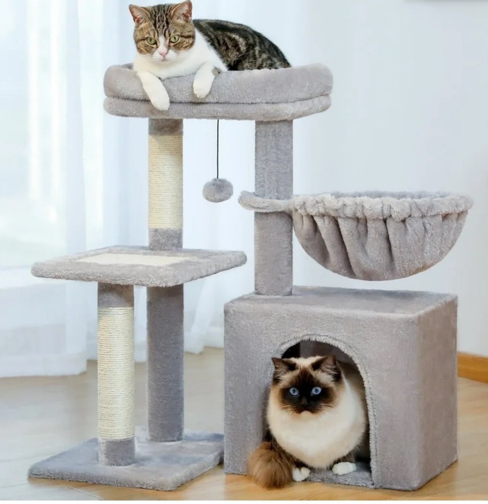 28 Inch PAWZ Road Cat Tree Tower with Perch and Scratching Post for Small Cats
