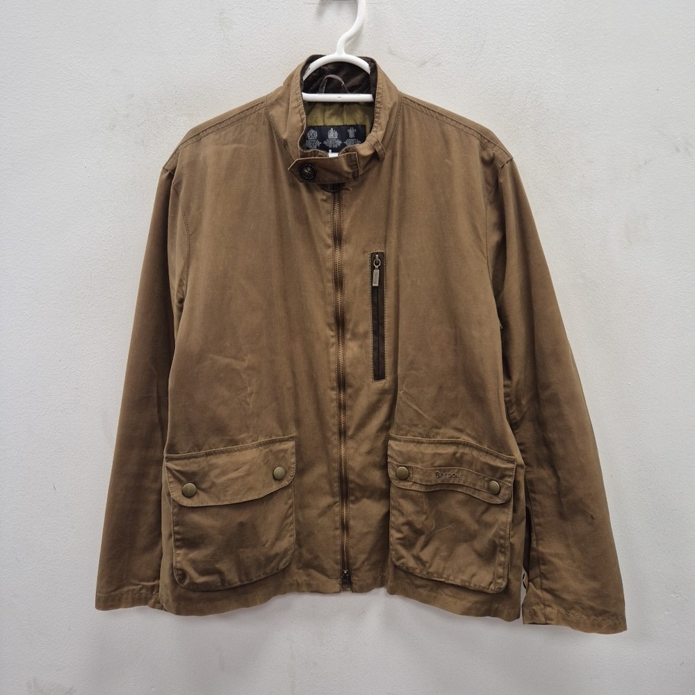 Barbour Polo Club Redrum Waxed Waterproof Brown Biker Jacket Size L