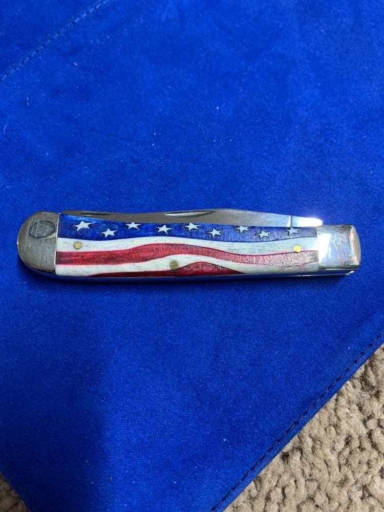 CASE XX POCKET KNIFE PATRIOTIC SMOOTH NATURAL BONE TRAPPER