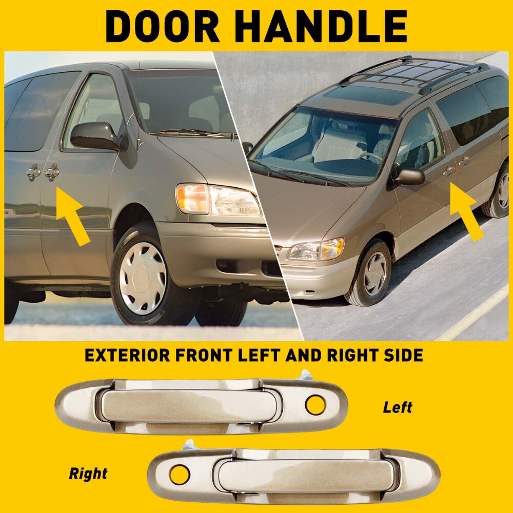 Front Sliding Side Door Exterior Outside Beige Handle Door Pair for Sienna