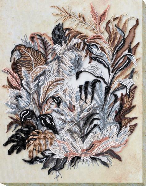 Bead embroidery kit Sepia needlework kit Art canvas beadwork pattern
