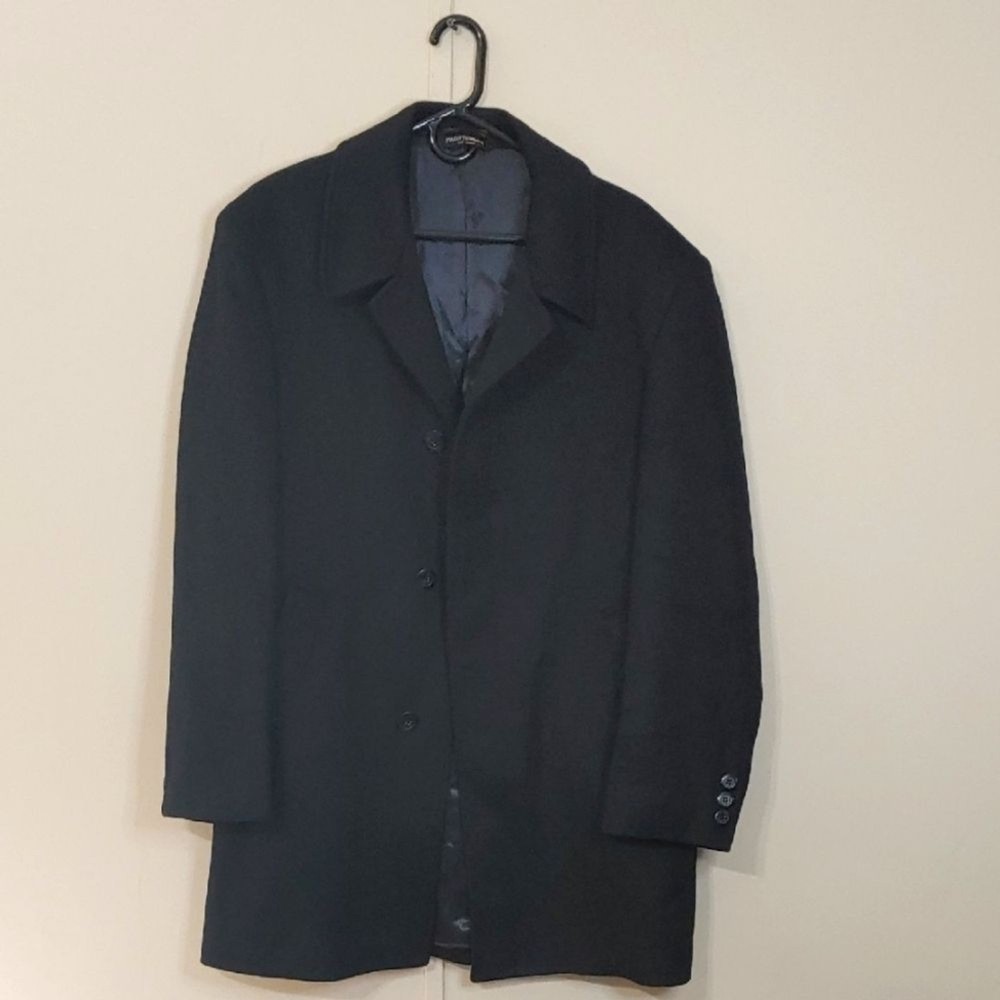 Men's Black Cashmere Wool Blend Peacoat Size 42R by Pronto Moda