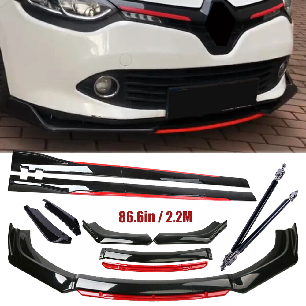 For Renault Clio MK2 Front Bumper Lip Spoiler Splitter Side Skirt Glossy Black