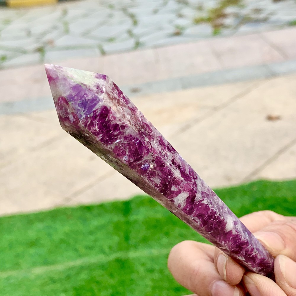 63G Natural Purple Cloud Mother Crystal Pillar Magic Wand Obelisk Point Healing