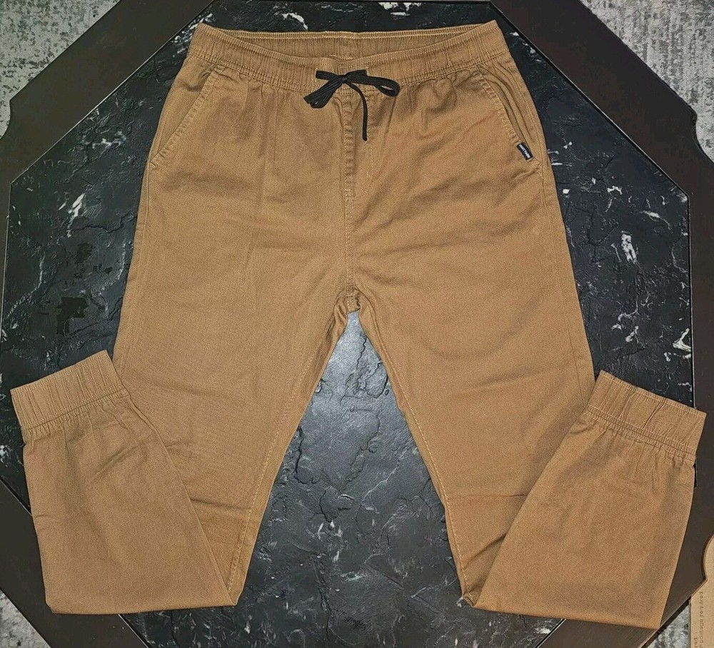 Phat Farm Stretch Jogger Pants Youth Sz L 32 Brown Tan Drawstring Sweats Y2K Vtg