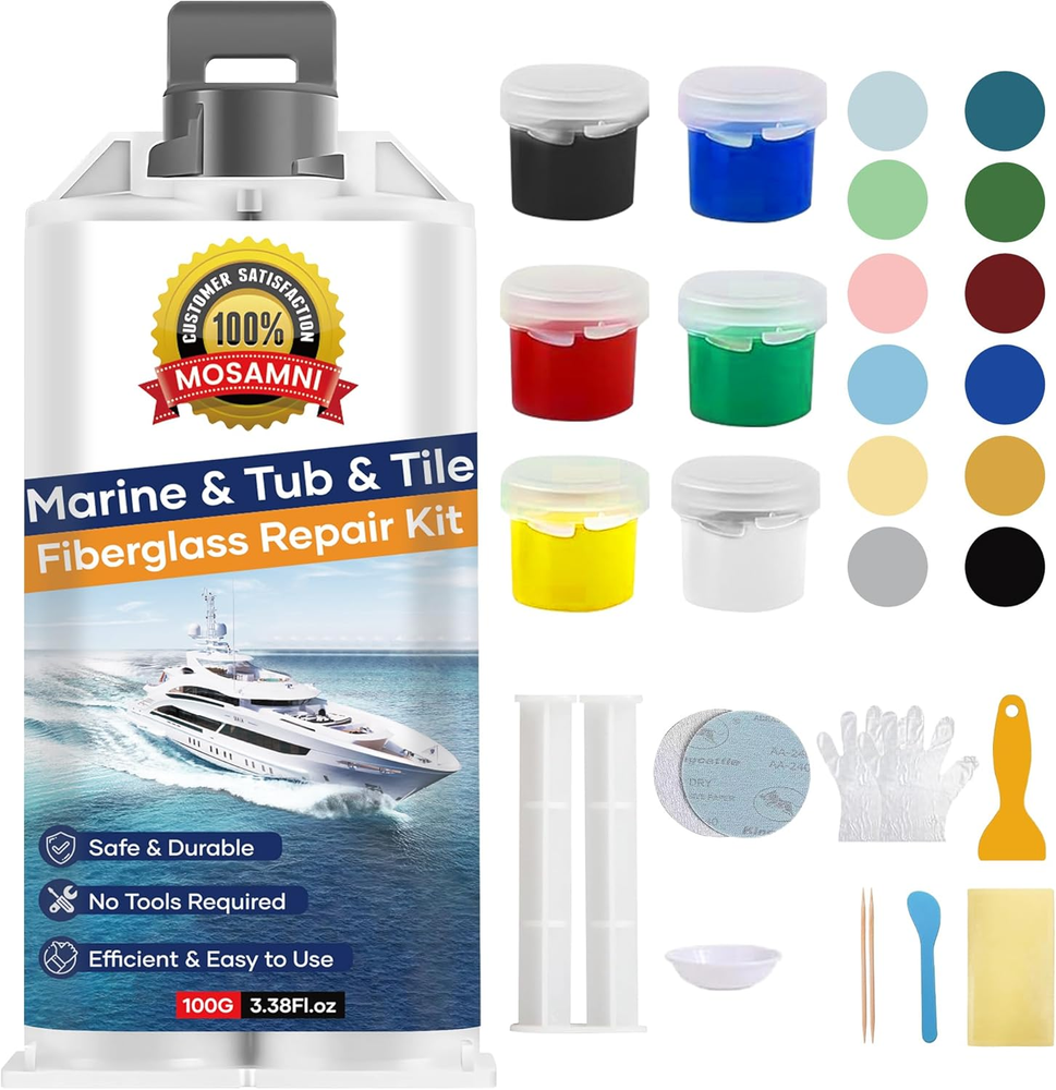 Marine Fiberglass Repair Kit, Color Matching Gel Coat Repair Kit for Boats, G...