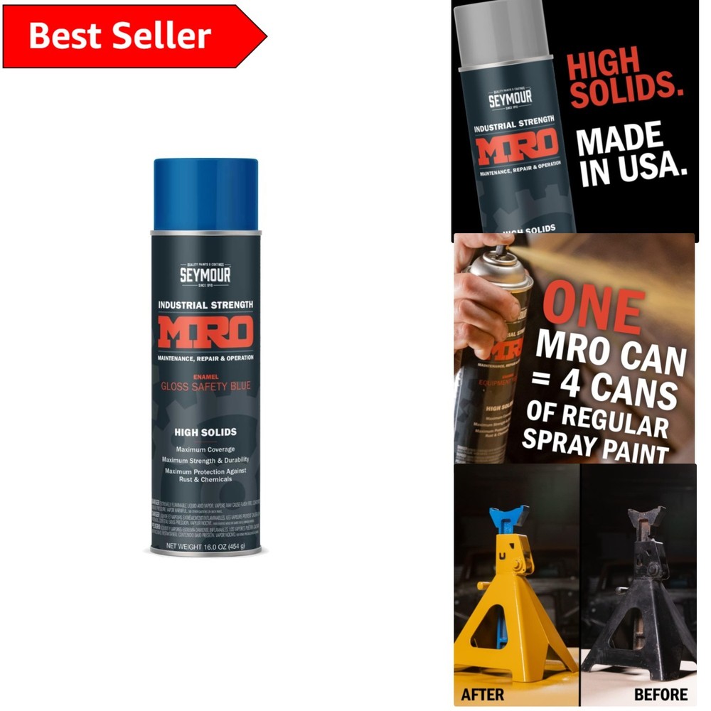 16 oz Industrial MRO High Solids Safety Blue Spray Paint with Superior Coverage