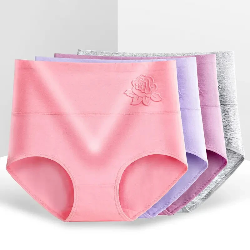 Ladies High Waist Cotton Briefs Tummy Control Women Leak Proof Panties 2/4 Pack