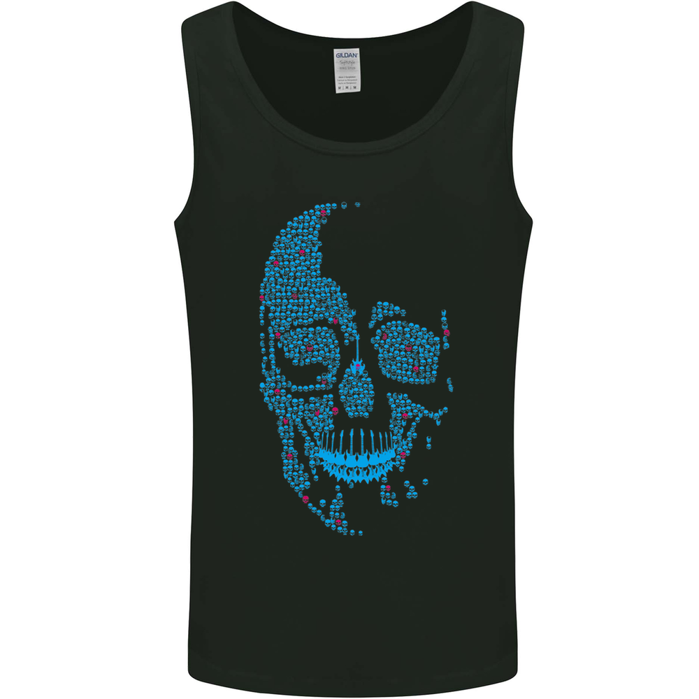 A Blue Skull Made of Guitars Guitarist Mens Vest Tank Top
