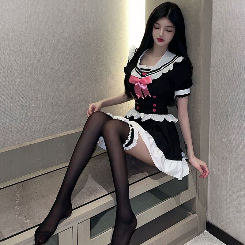 Lolita Girls Bow Maid Uniform Cosplay Costume Lingeries Japanese Underwear