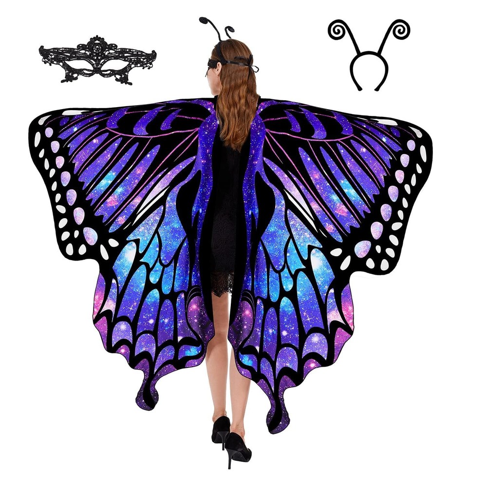 Halloween Fancy Dress Costume Women Double-Sided Printing Butterfly Wing costume
