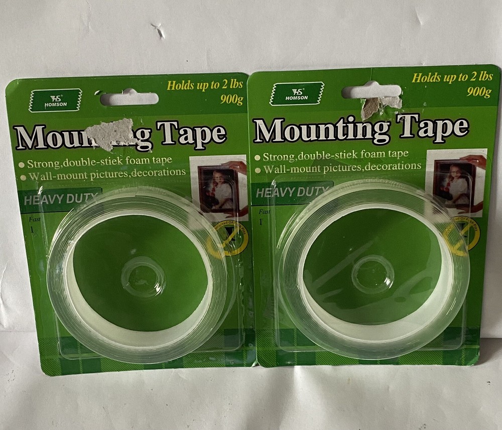 Mounting Tape, Heavy Duty Holds Up 2 lbs, 2 NEW Rolls