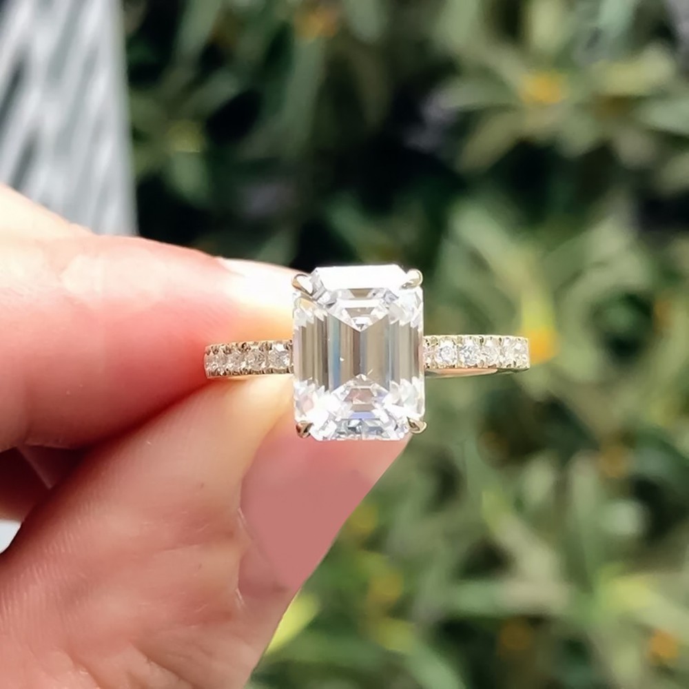5.20 Ct Emerald Cut Certified White Solitaire Diamond 925 Sterling Silver Ring