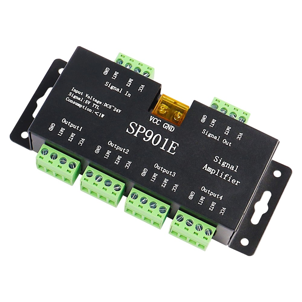 SP901E LED Pixel Strip Amplifier Controller Signal Data SPI Repeater DC 5V-24...