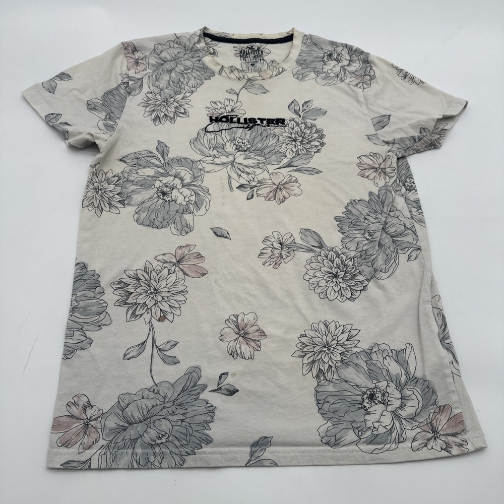 Hollister California Must-Have Collection T-Shirt Men S Beige Floral Aop…#17056