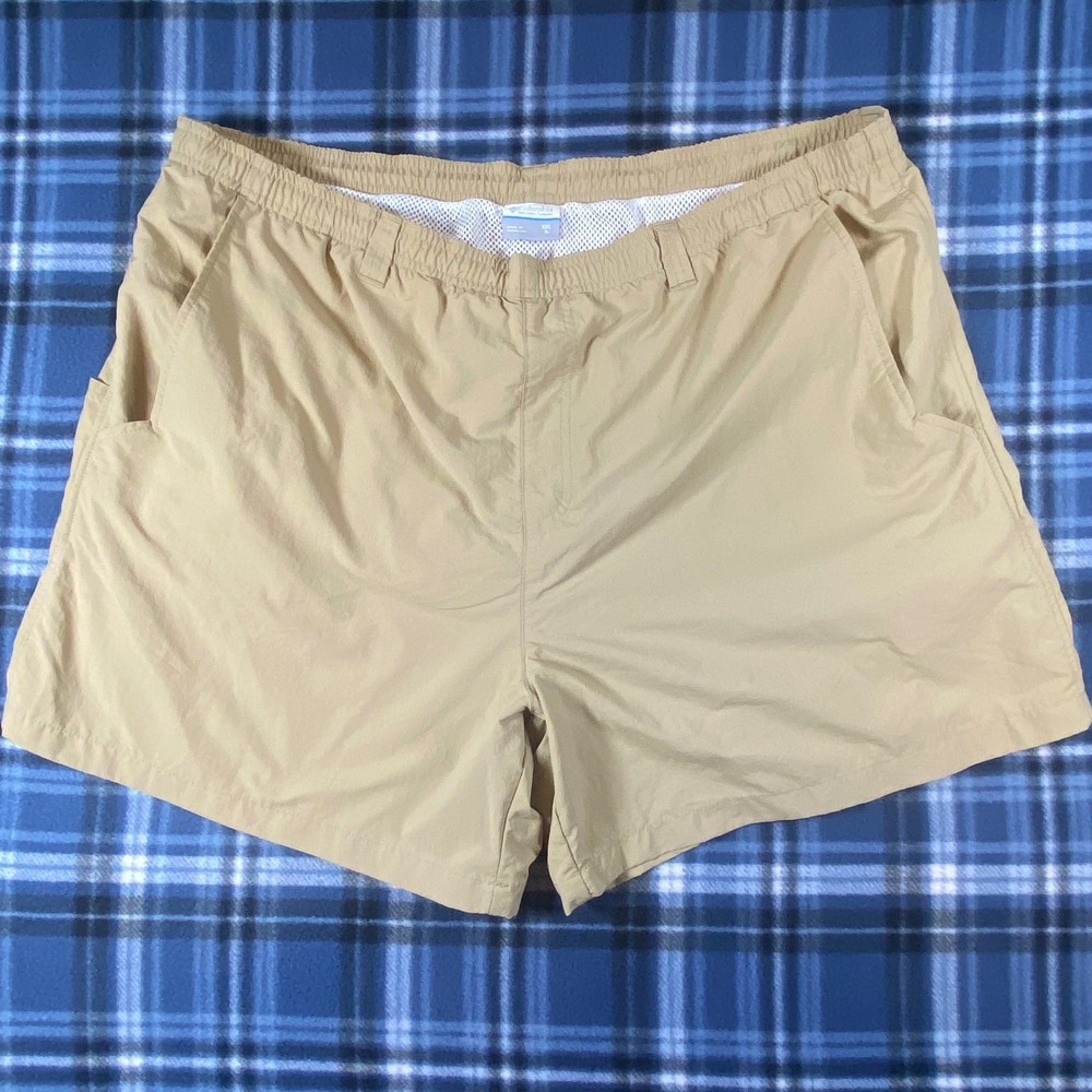 Columbia PFG Backcast III Water Shorts Mens XXL Tan Khaki Fishing Mesh Liner 6in