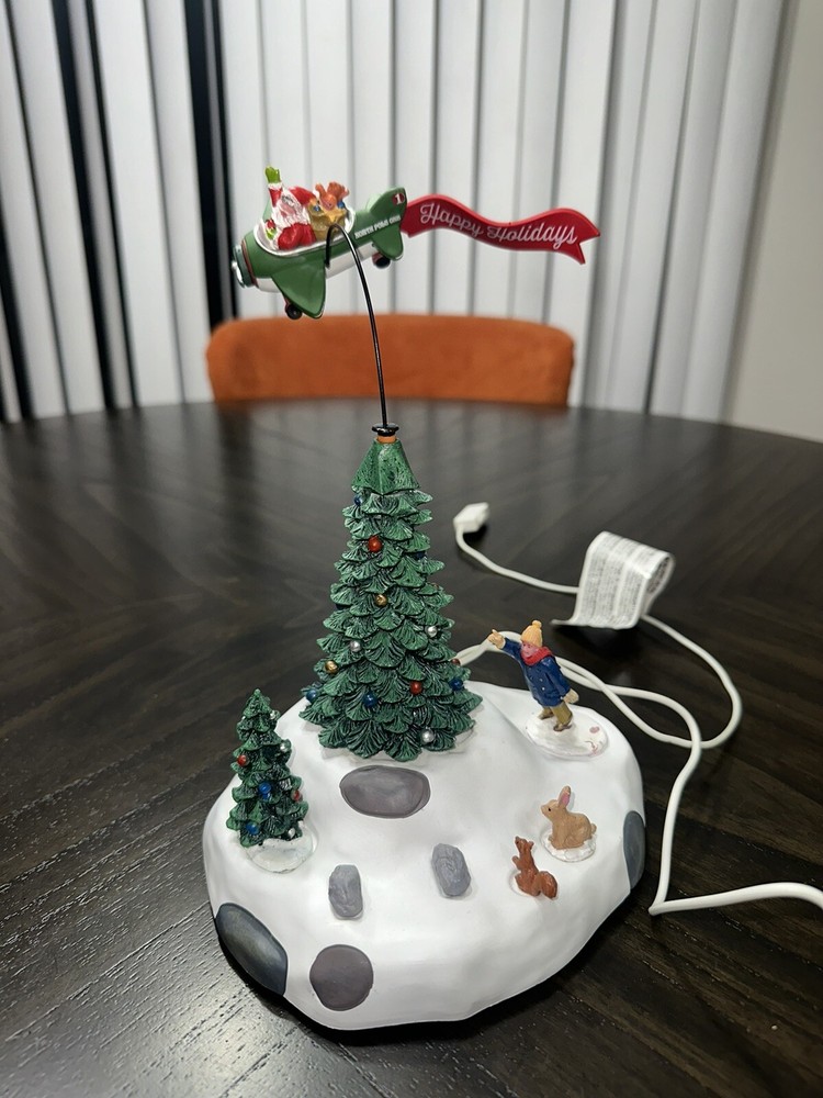 Lemax Animated Modern Santa with Airplane Holiday Christmas Decoration