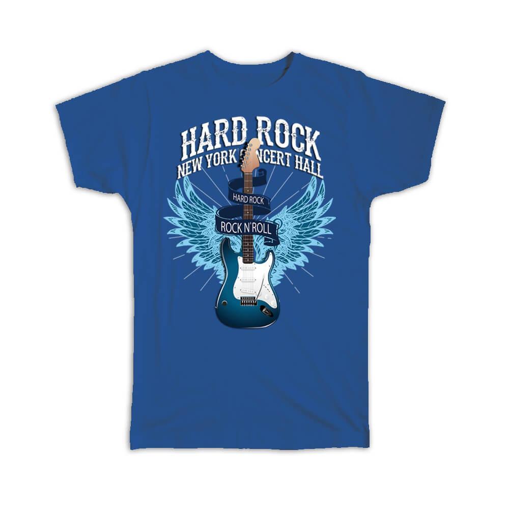 Gift T-Shirt : Rock Guitar Wings Tattoo New York Concert Hall Music Wall Print
