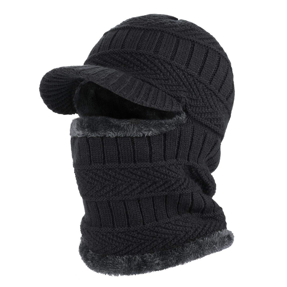 Winter Unisex Knitted Balaclava Face Mask Cover Thick Warm Fleece Lining Bean...