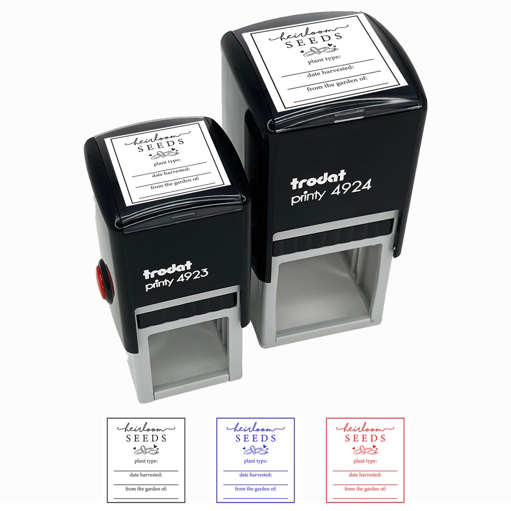 Sweet Elegant Heirloom Seed Packet Label Self-Inking Rubber Stamp Ink Stamper