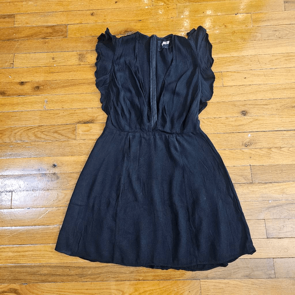 Reformation Women's Dress Size 8 Black Mini V-Neck A-Line