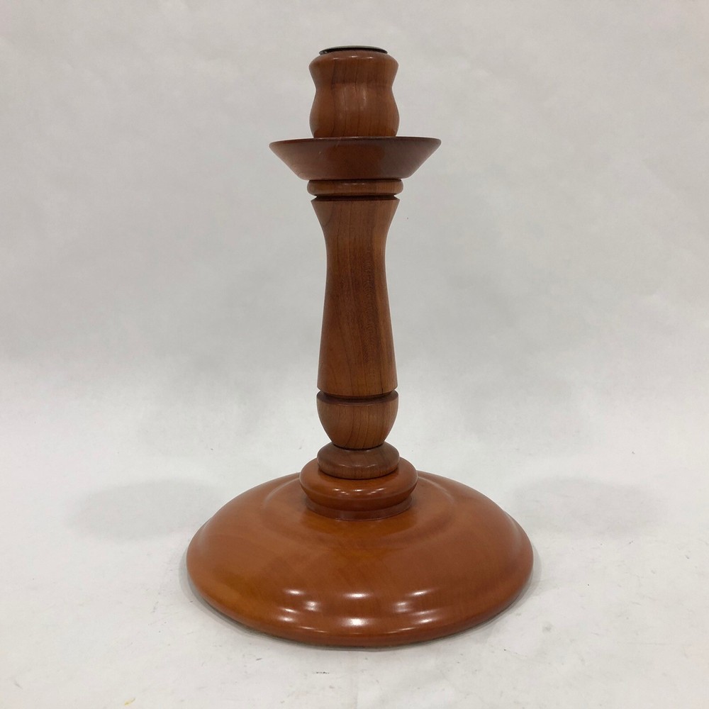 Brown Wooden Pedestal Candlestick Holder 10.5 Inch Tall 7 Inch Wide  