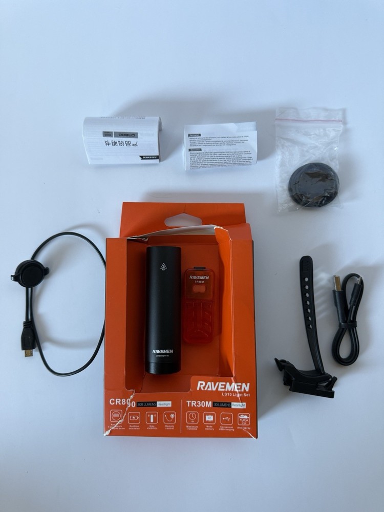 Ravemen LS15 CR800 Lumen Bike Headlight Tail TR30M USB Recharge Remote Light Set