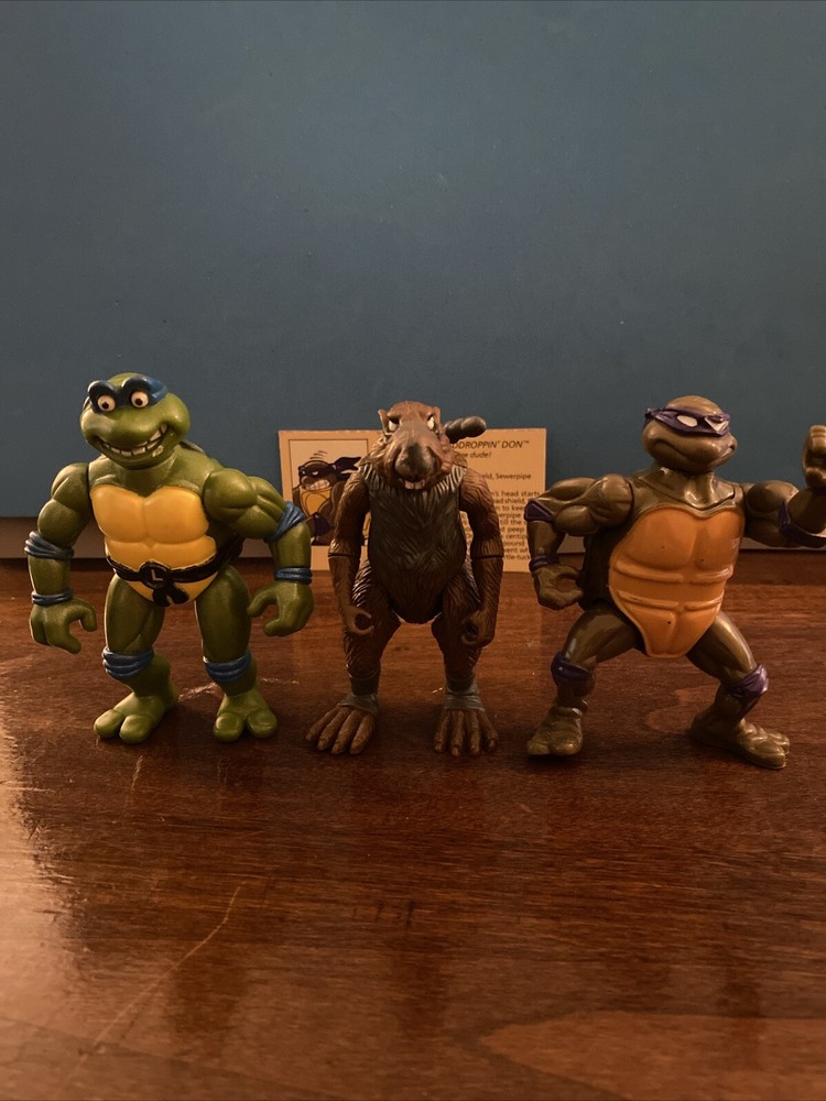 TMNT Vintage Action Figures- Lot Of 3(Toon Leo, Splinter, Head Droppin Don)