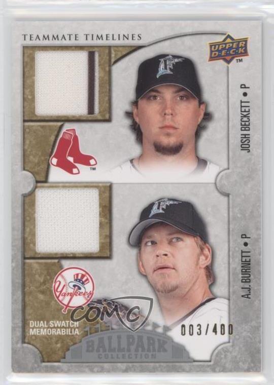 2009 Ballpark Collection Teammate Timelines Dual Swatch Josh Beckett AJ Burnett