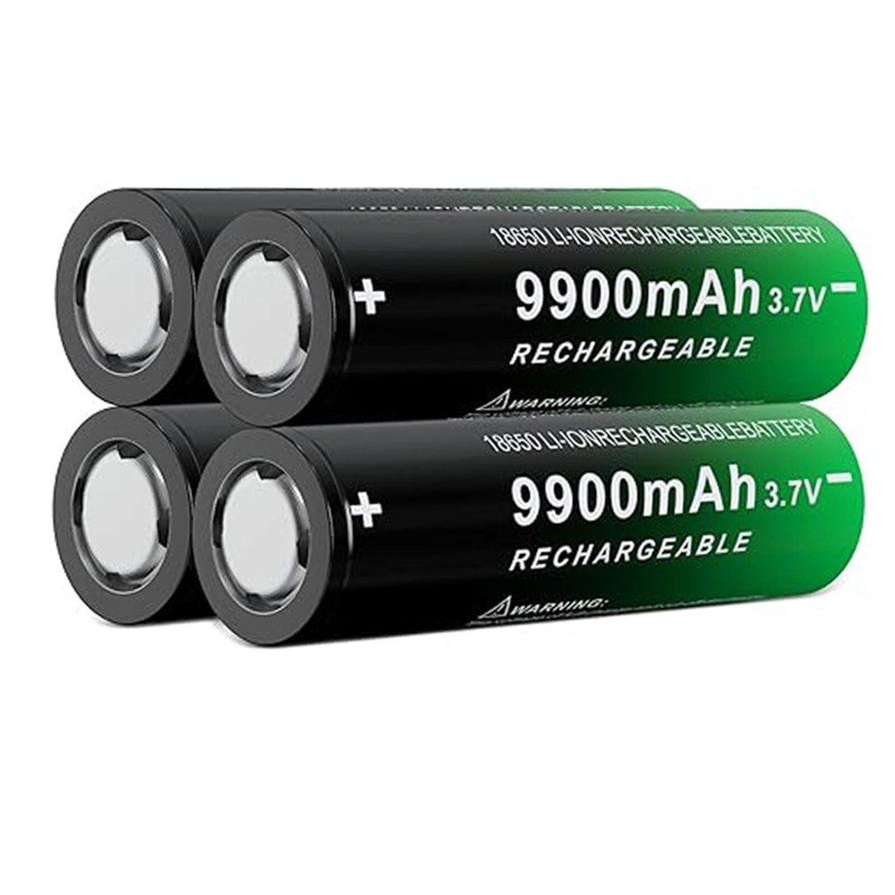 4PCS FLAT Top Li-Ion 18650 Rechargeable Battery 3.7V 9900mAH High Capacity