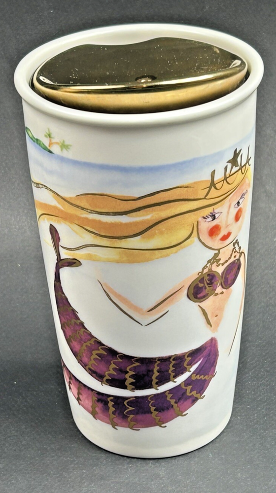 2015 NOS Starbucks Gold-Top Mermaid Ceramic Mug 12 oz Unused Coffee Tea Cup