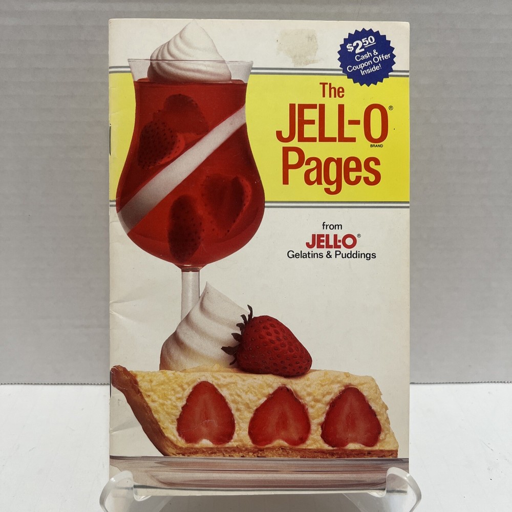 The JELLO Pages - Snacks Salads Desserts Pamphlet Cookbook 1987 w/ Coupon Offer-image