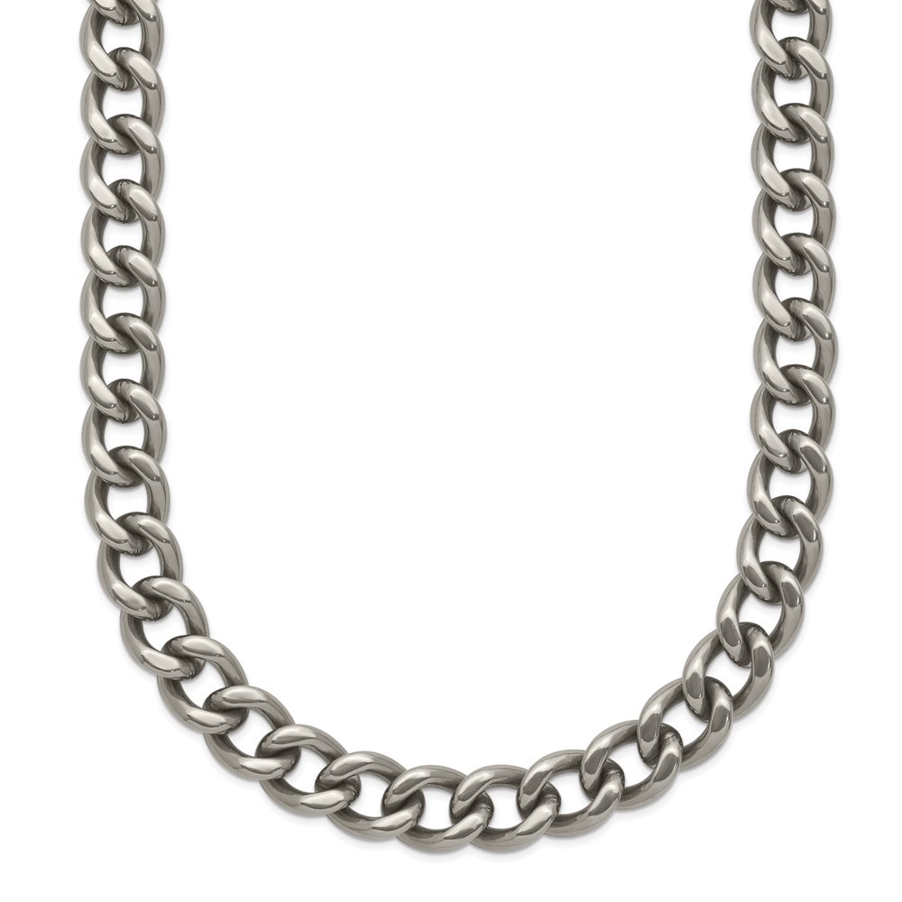 Titanium Polished 7.5mm Men's Curb Chain Necklace 22 Inch 26.62g