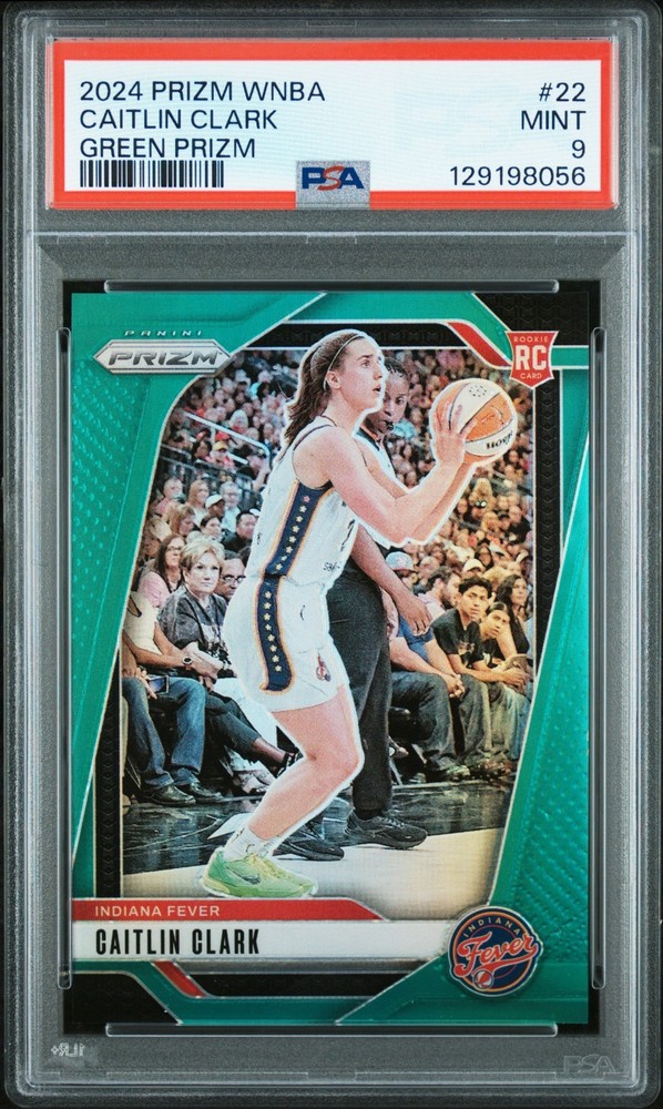 CAITLIN CLARK 2024 PANINI PRIZM WNBA GREEN ROOKIE RC #22 PSA 9 MINT! FEVER IOWA!