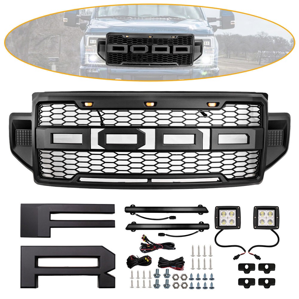 Front Bumper LED Grille Fit For Ford F-250 F-350 F-450 Super Duty 2020 2021 2022