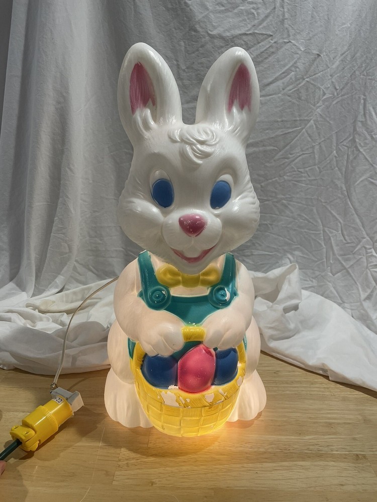 Easter Bunny Basket with Eggs 19-Inch Blow Mold Lighted Decoration by General Foam
