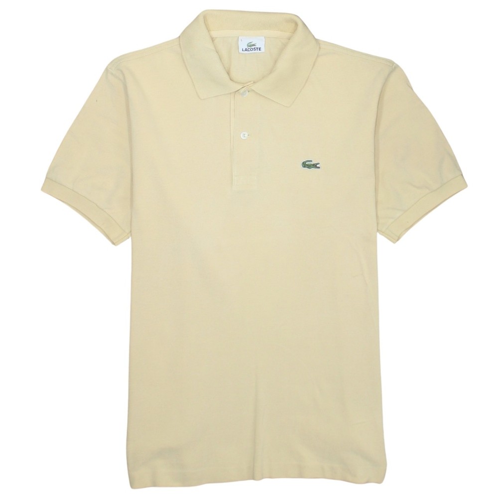 Lacoste Mens Polo Shirt Beige Pique Cotton Embroidered Croc Logo Golf Top L