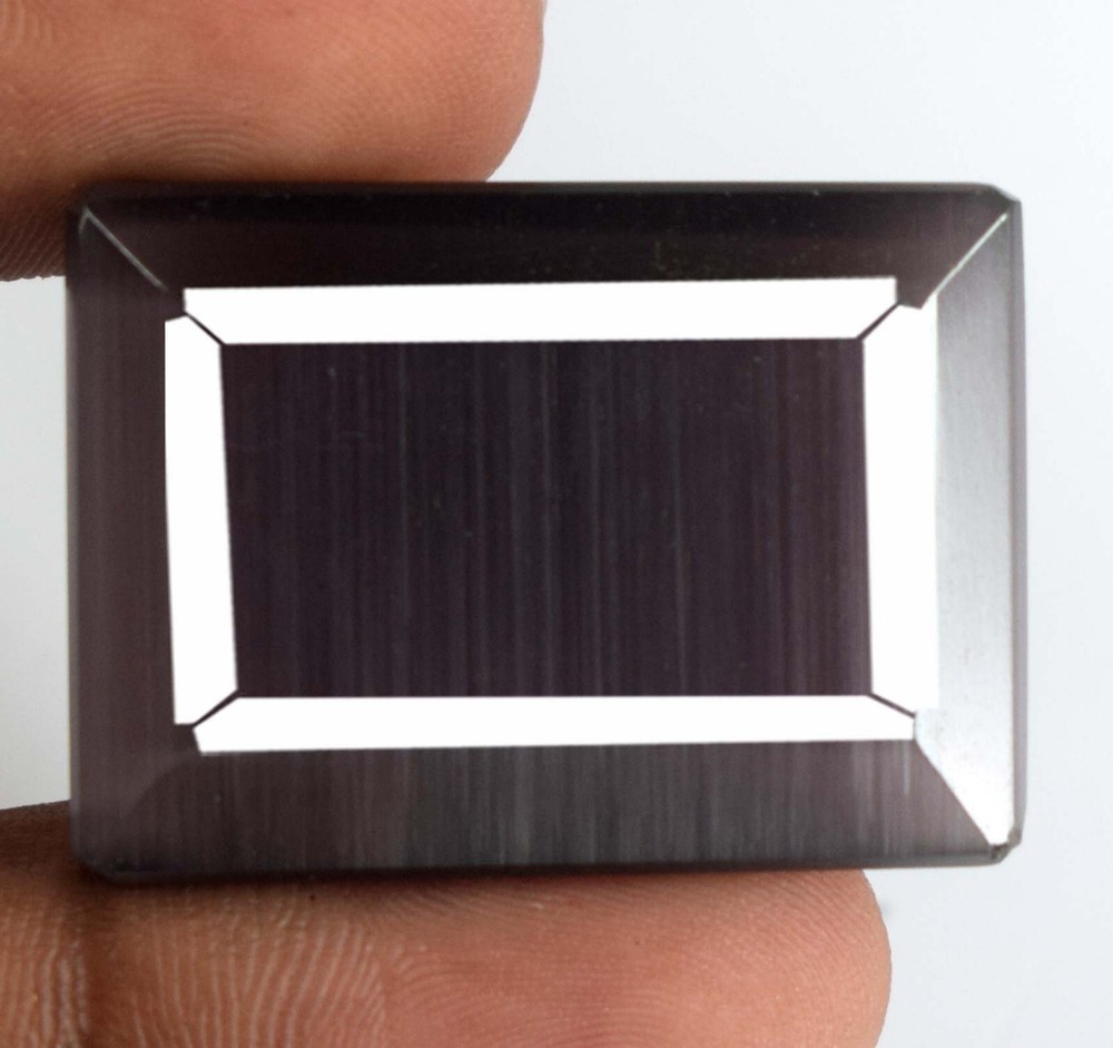 62 Ct Brazilian Purple Cat's Eye Emerald Cut Gemstone Natural Christmas Sale-image