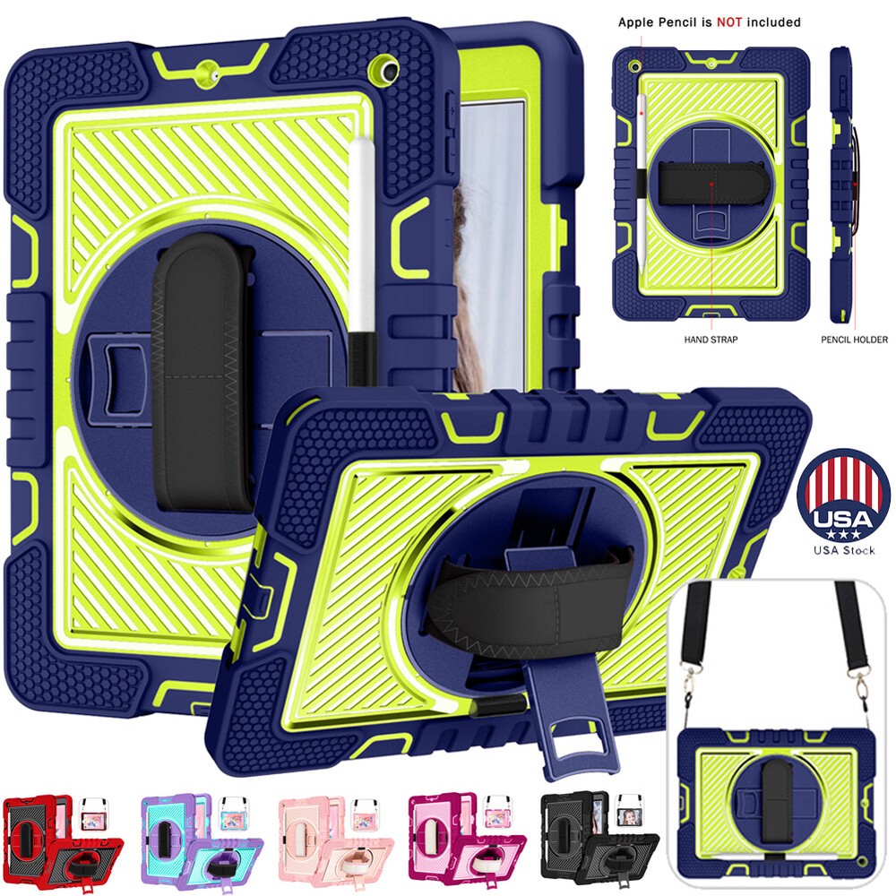 Rugged Shockproof iPad 7th/8th/9th Gen 10.2 Case with Kickstand Heavy Duty