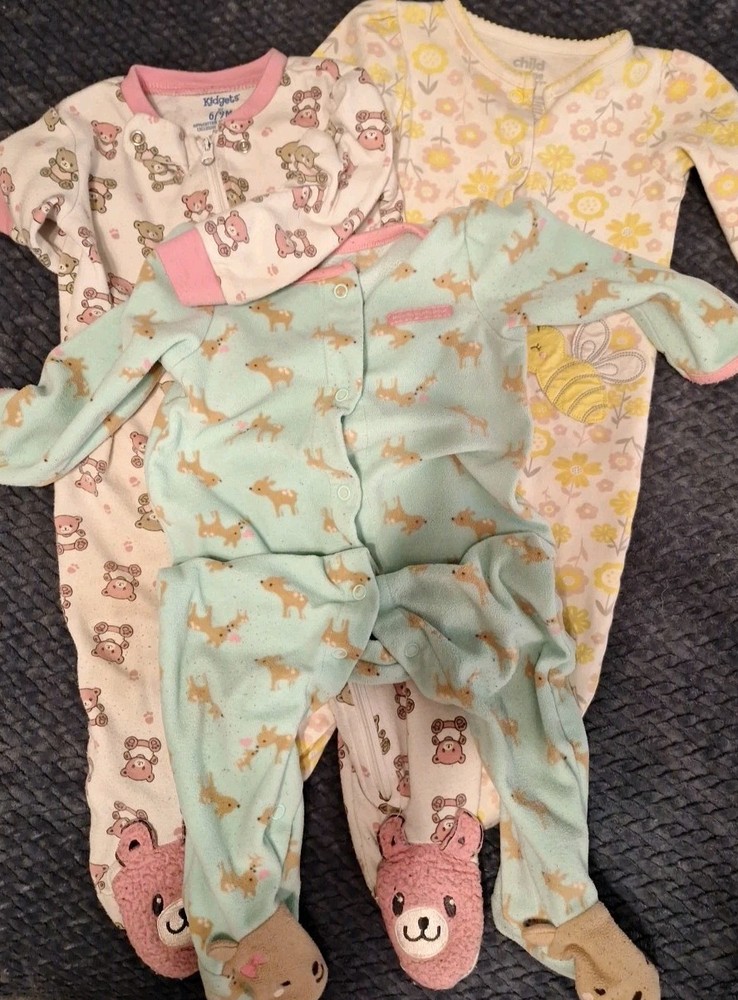 Baby Girls Lot Of 3 Sleepers-Pajamas Sets Size 6-9 Months Kid Gets-Child Of Mine