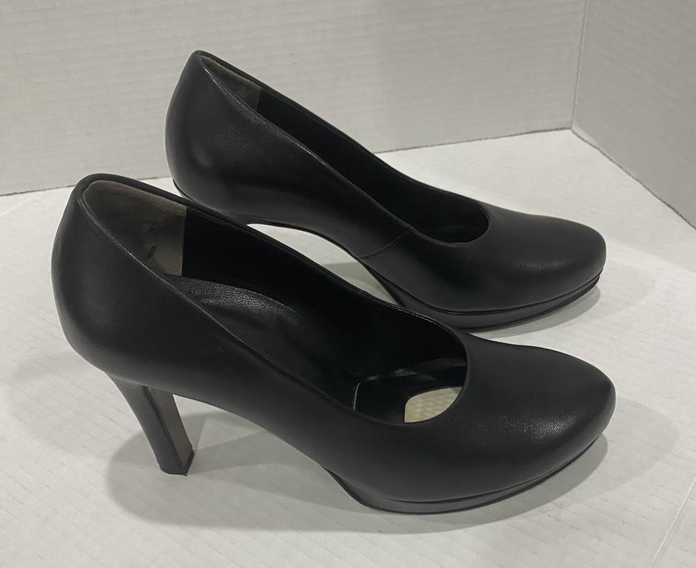 Paul Green Black Leather Platform Pump Heels Womens Size 3