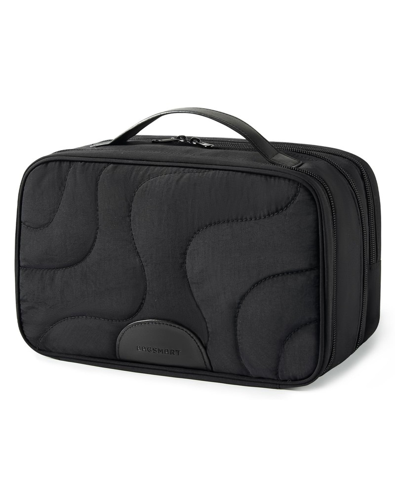 BAGSMART Travel Toiletry Bag for Women with Wide-Open Makeup Organizer