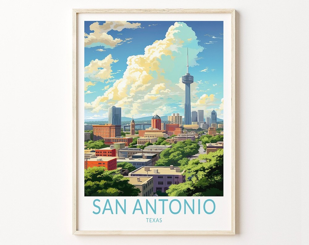 San Antonio Texas Travel Print Wall Art San Antonio Texas Travel Poster Texas