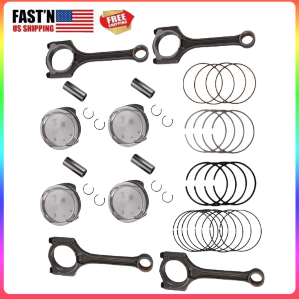 Engine Piston Kit & Connecting Rod&Main Rod Bearings For 14-18 Hyundai Kia 2.0L