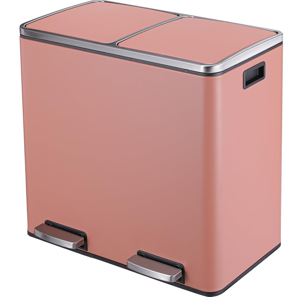 12 Gallon Stainless Steel Kitchen Trash Can Dual Compartment Step On Garbage Can